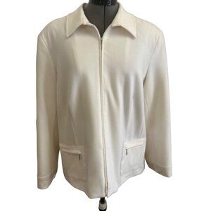 Norton McNaughton Womens Off White Wool Blend Zip-Up Jacket Size 14 Stretch